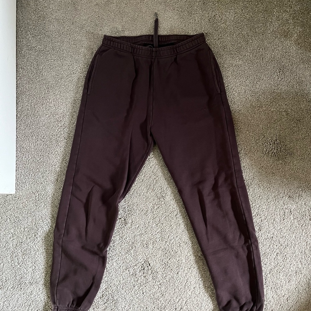Brown Sweatpants with Drawstring and Elastic Cuffs